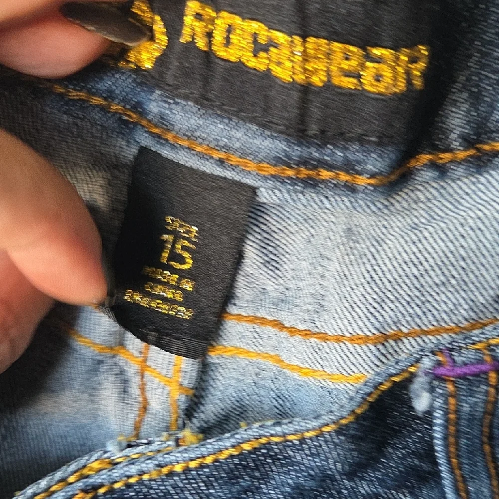 Hannah Skinnyleg Rocawear Dark Blue Skinny Jeans Size 15 Y2k - Picture 10 of 16